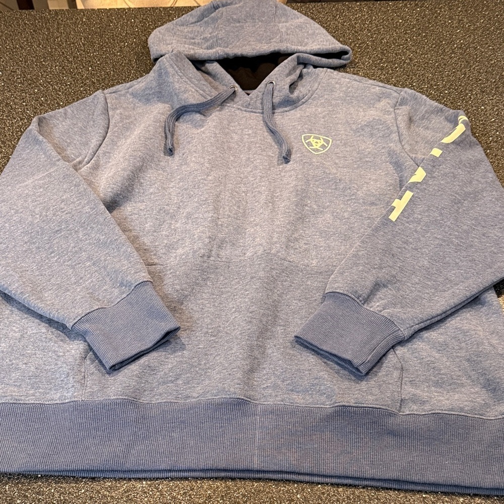 Ariat Heather Blue Hoodie with Lime Accent